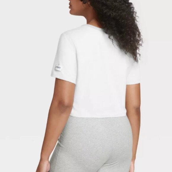 Women's Organic Cotton Stretch Cropped T-Shirt - White - Picture 3 of 6